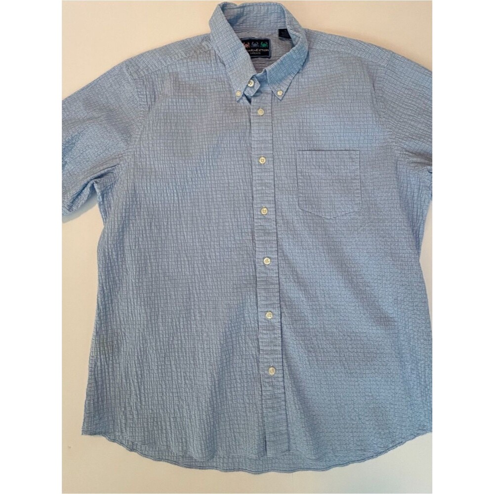Charleston Threads Light Blue Seersucker Button-Down Shirt-XL